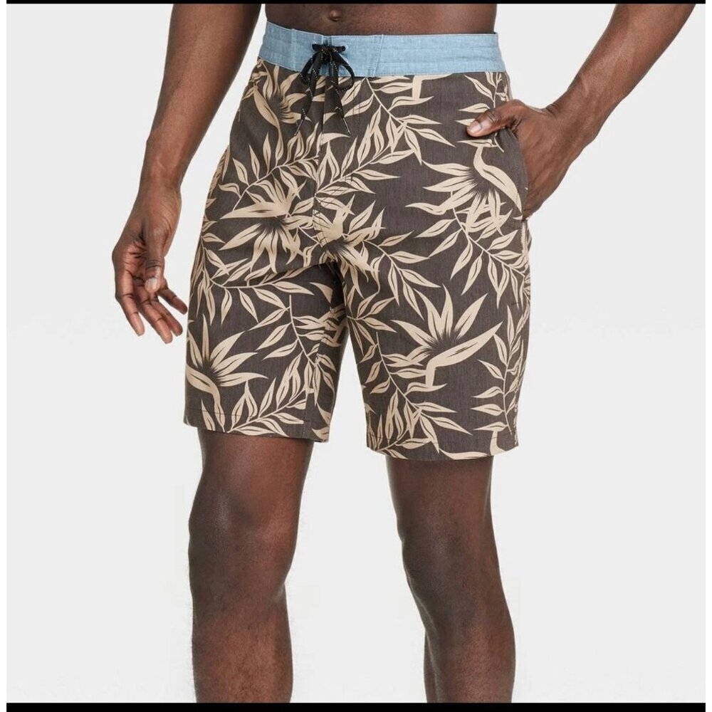 Goodfellow & CO Men's 8.5 Leaf Print Paradise Bloom Board Shorts size 30 NWT
